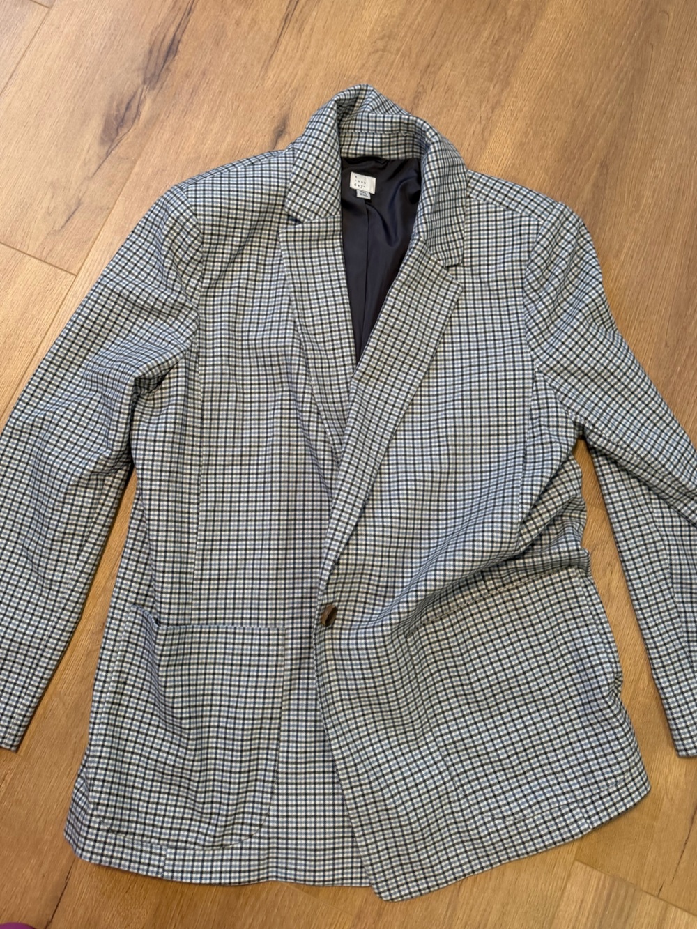 a new day Black, White and Blue Checked Blazer